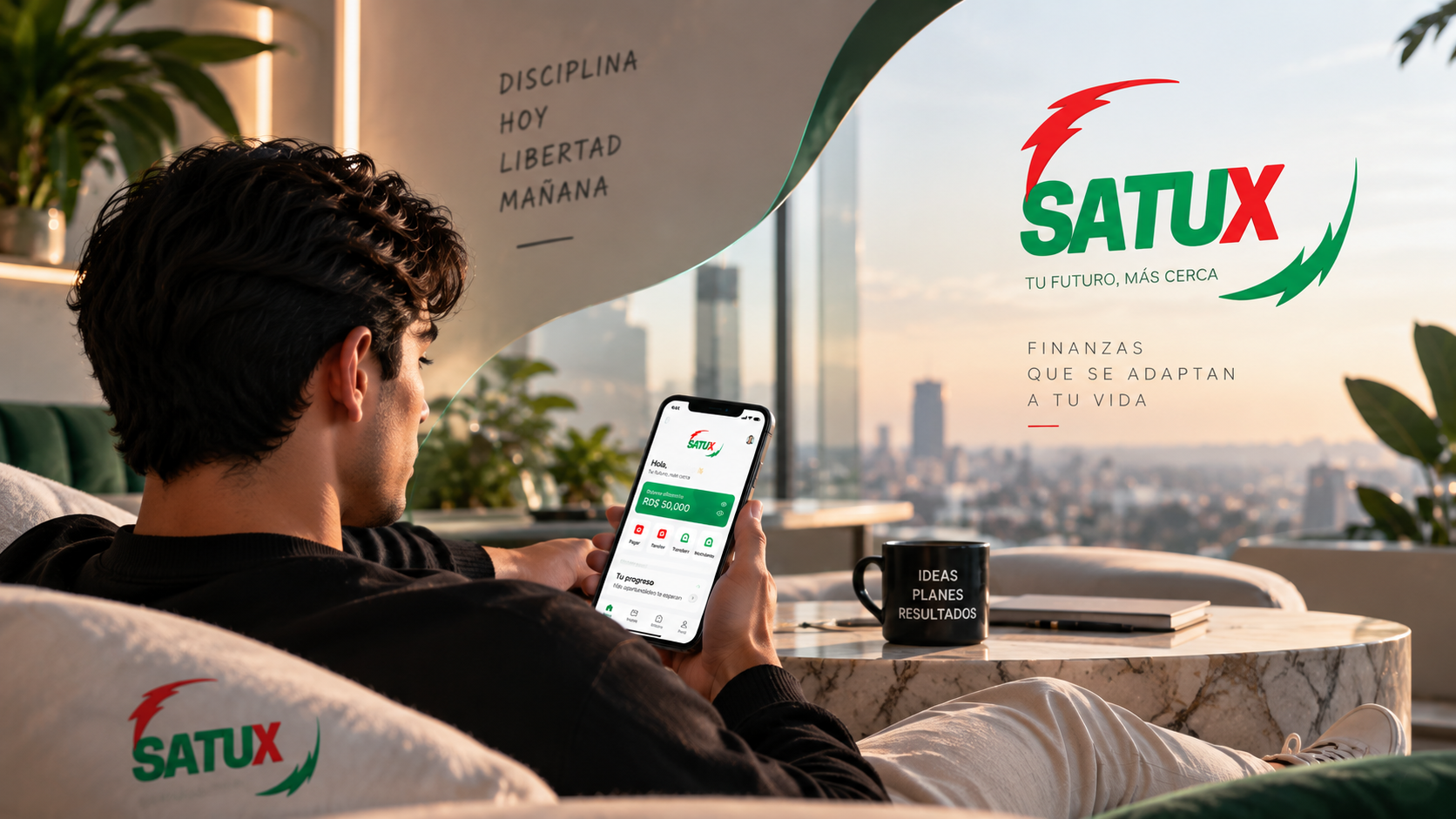 Persona utilizando SATUX desde su teléfono